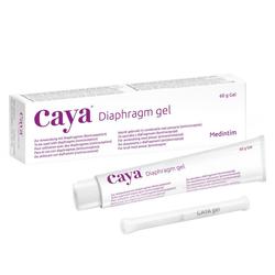 Eine Verpackung und Tube Caya Diaphragmagel zur Verhütung.