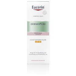 Eine Verpackung von Eucerin DermoPure Fluid mit LSF 30 für unreine Haut.
